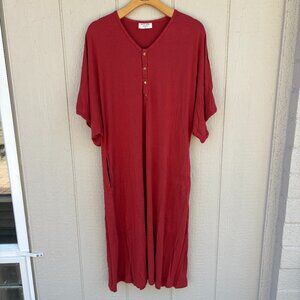 Dwell & Slumber Caftan Dress Womens XS/S Red Maternity Nursing Comfort Oversized